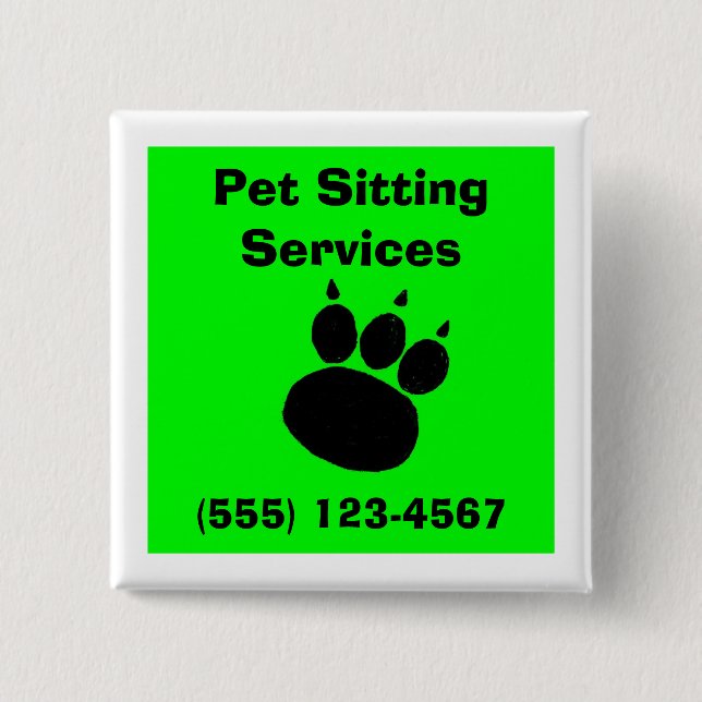 Pet Sitting Services Paw Print 15 Cm Square Badge (Front)