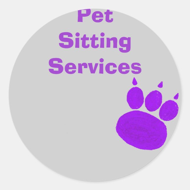 Pet Sitting Services Paw Print Classic Round Sticker (Front)
