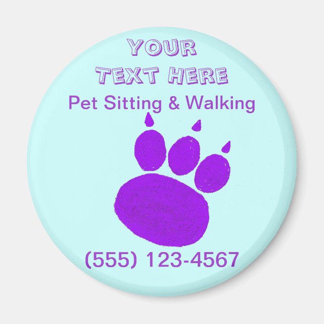 Pet Sitting Services Paw Print Magnet (Front)