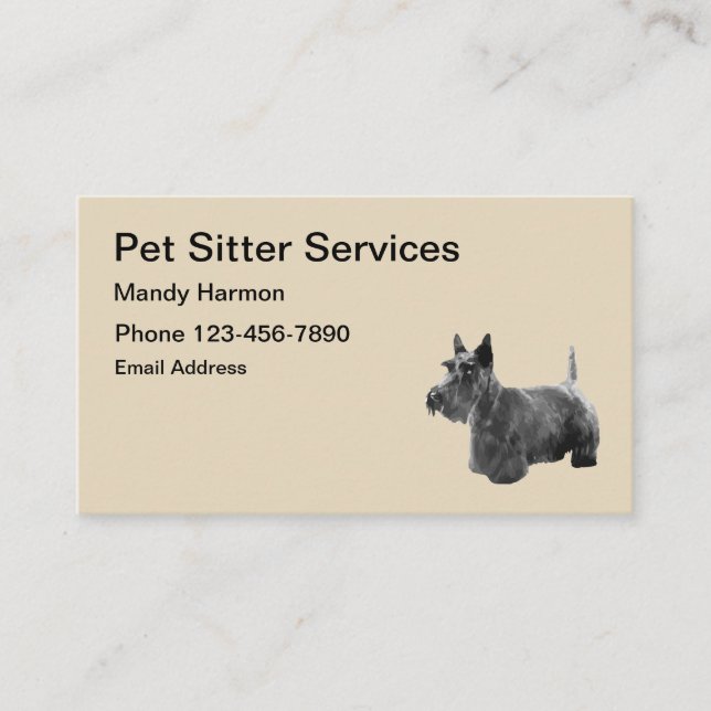 Pet Sitting Services Scotty Dog Business Card (Front)