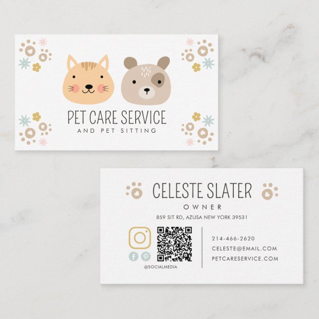 Pet Sitting, Veterinary Clinic, Vet, Pet Care,Shop Business Card (Front/Back)