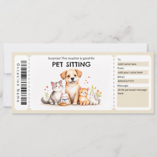 Pet Sitting Voucher Invitation