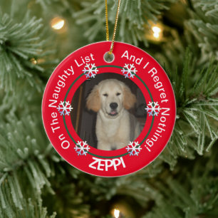 Pet Snowflake Naughty List Christmas Ceramic Ornament