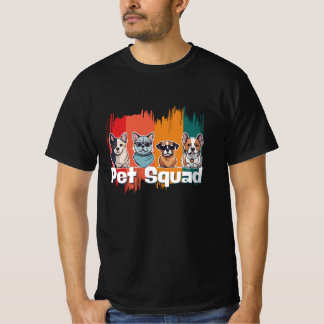 Pet Squad – Cute Dog & Cat Retro Art T-Shirt