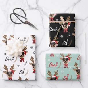 Pet Star   Custom Face Photo Reindeer Christmas Wrapping Paper Sheet