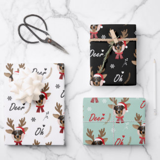 Pet Star | Custom Face Photo Reindeer Christmas Wrapping Paper Sheet
