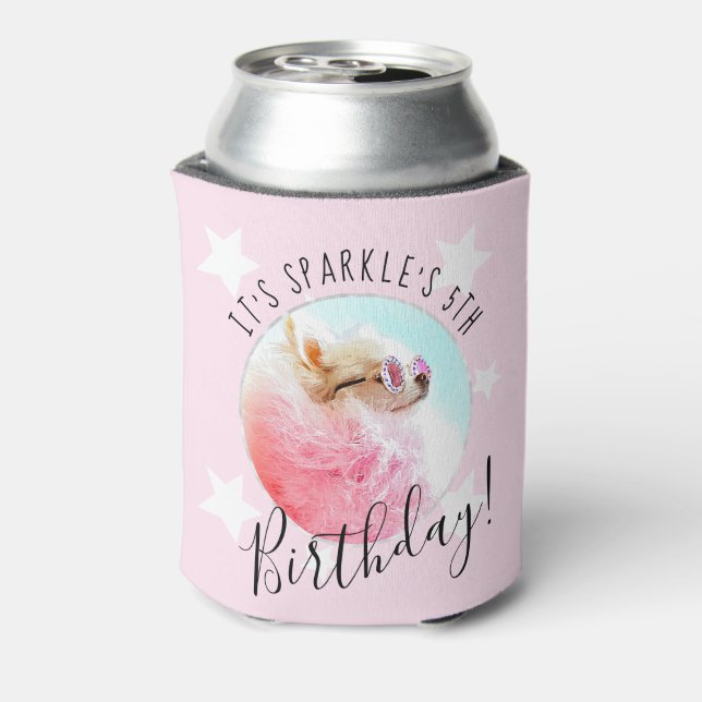 Pet Star | Photo Pet Birthday Party Star Can Cooler (Can Back)