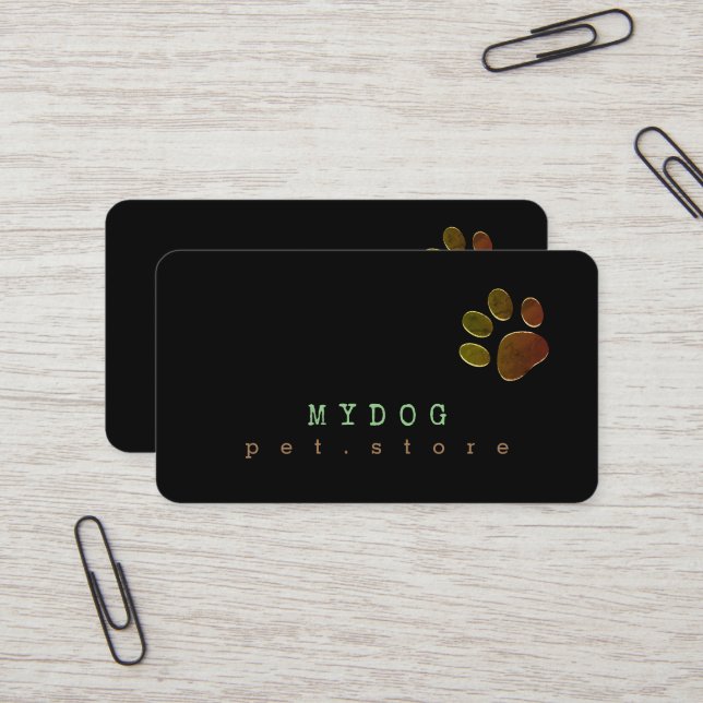 Pet Store Dog Paw Professional Business Card (Front/Back In Situ)