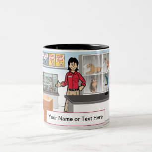 Pet Store - Female Cartoon by PrintedPerfection Two-Tone Coffee Mug