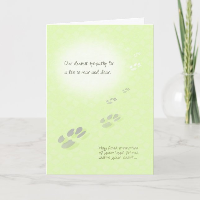 Pet Sympathy Card - Deepest Sympathy Pawprints (Front)