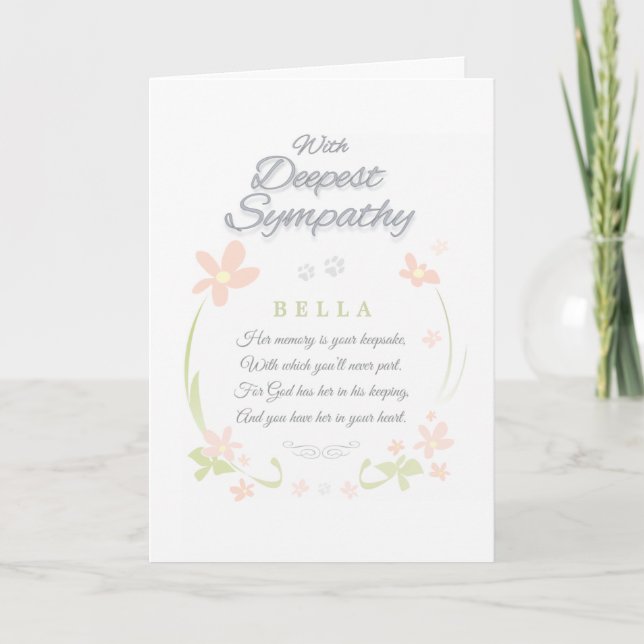 Pet Sympathy Card - Female- Deepest Sympathy (Front)