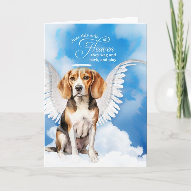 Pet Sympathy Loss of a Dog Beagle Angel Card (Front)
