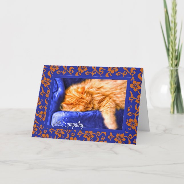 Pet Sympathy Orange Tabby Cat with Blue Card (Front)