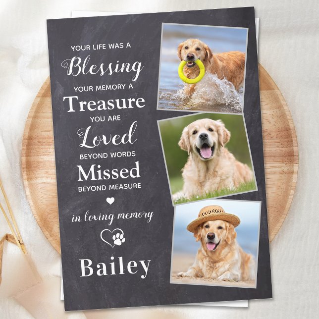 Pet Sympathy Personalised 3 Photo Dog Memorial Thank You Card (Creator Uploaded)