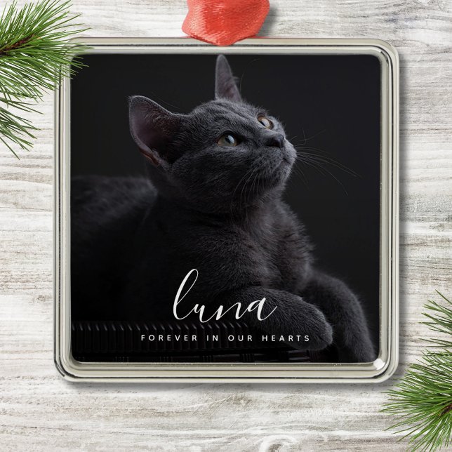 Pet Sympathy Photo Memorial Tribute  Metal Ornament (Pet Memorial Ornament)