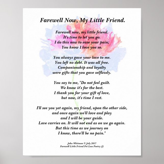 Pet Sympathy Poem Print, Value Poster (Matte) (Front)