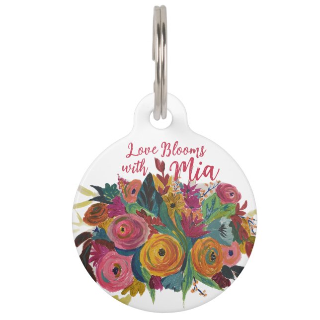 Pet tag "Love Blooms" with your pet's name (Front)
