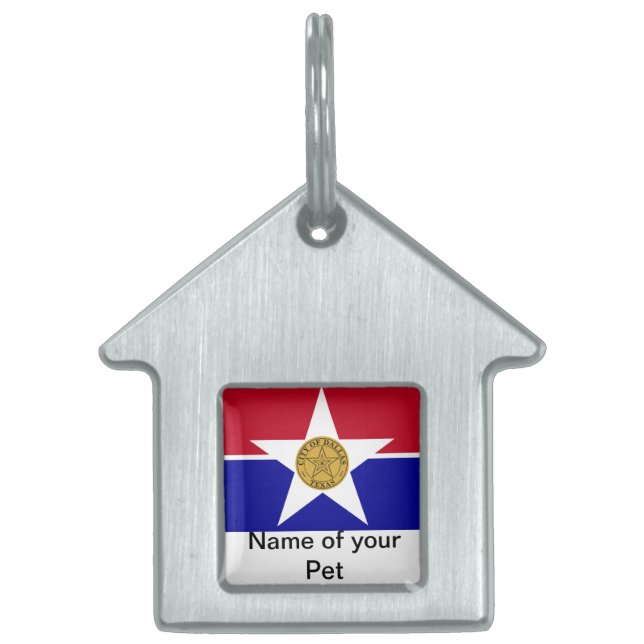 Pet Tag with Flag of Dallas City (Front)