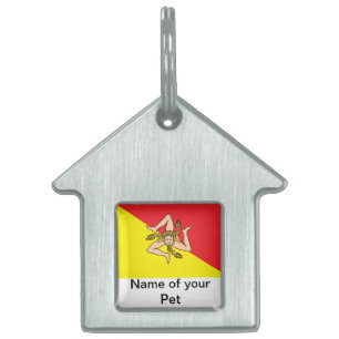 Pet Tag with Flag of Sicily, Italy