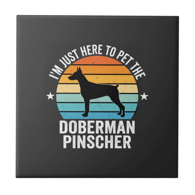 Pet The Doberman Pinscher Retro Ceramic Tile (Front)