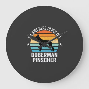 Pet The Doberman Pinscher Retro Large Clock