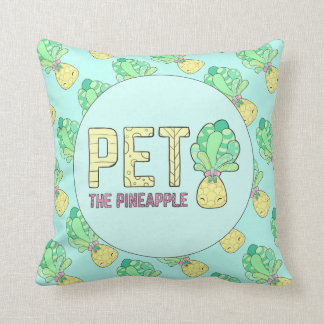 Pet the Pineapple - Cute Square Cushion! Sky Blue Cushion