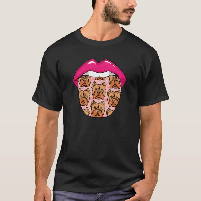 Pet Tongue Dog Breed Bulldog  American Bully T-Shirt (Front)
