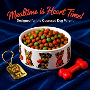 pet Valentine Yorkshire Terrier Dog   pet bowls