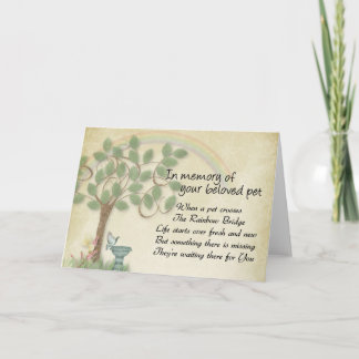 Pet waiting at Rainbow Bridge pet loss, memorial Card