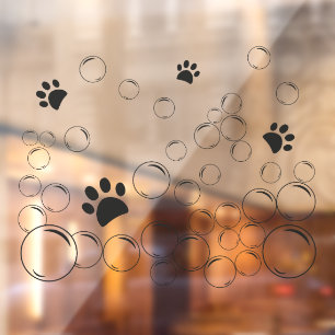Pet wash Bubbles with paw black color outline