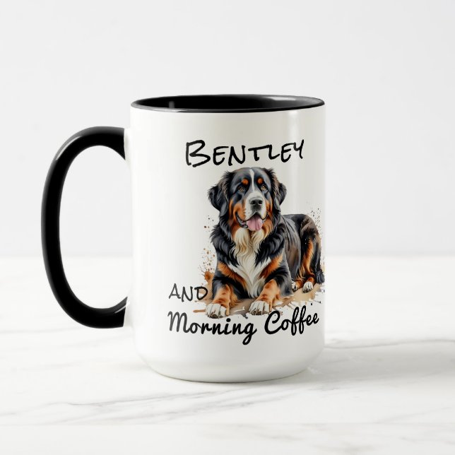  Pet Watercolor Browns Bernese PERSONALIZE Mug (Left)