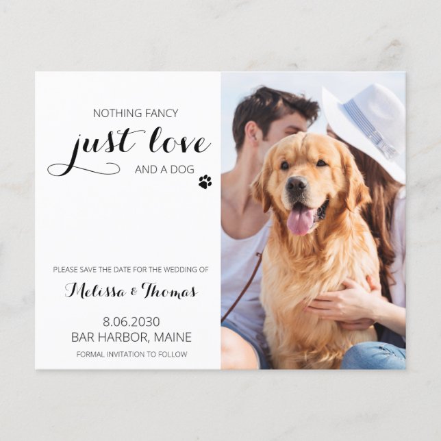Pet Wedding Budget Dog Save The Date Cards (Front)