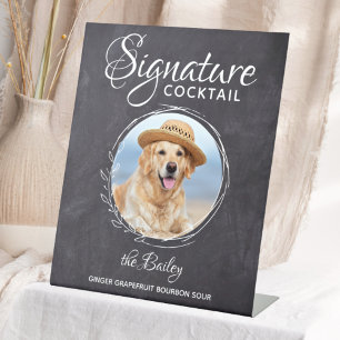 Pet Wedding Dog Bar Cocktail Signature Drinks Pedestal Sign