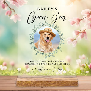 Pet Wedding Dog Open Bar Cocktail Drinks Acrylic Sign