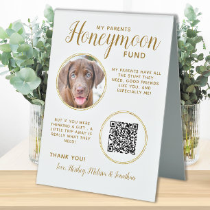 Pet Wedding Dog Photo Gold QR Code Honeymoon Fund 