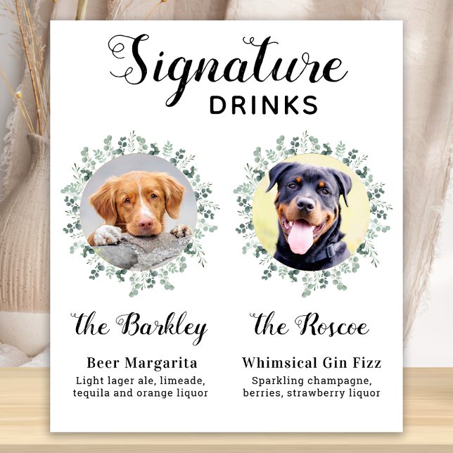 Pet Wedding Dog Signature Drinks Custom 2 Photo Poster (Creator Uploaded)