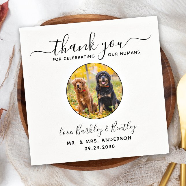 Pet Wedding Modern Elegant Custom Photo Thank You  Napkin (Creator Uploaded)