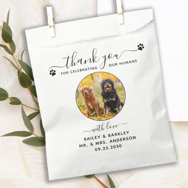 Pet Wedding Modern Elegant Script Photo Thank You Favour Bag (Creator Uploaded)
