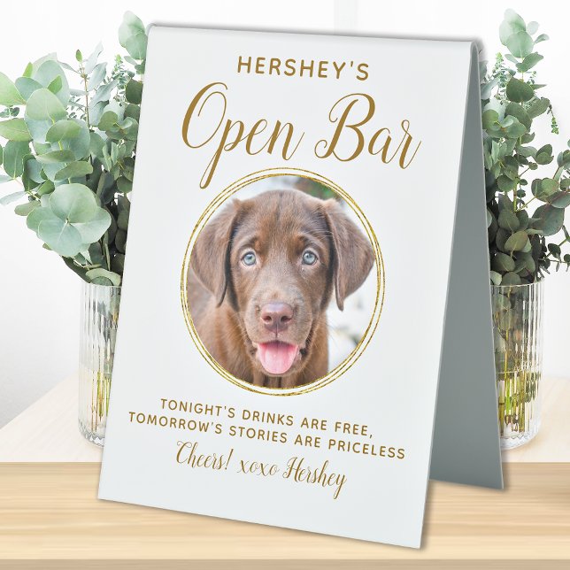 Pet Wedding Open Bar Dog Photo Elegant Gold Drinks (Creator Uploaded)