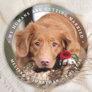 Pet Wedding Personalised Dog Photo Engagement  Classic Round Sticker