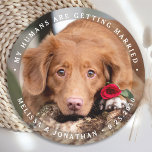 Pet Wedding Personalised Dog Photo Engagement Round Paper Coaster<br><div class="desc">Celebrate your engagement and give unique dog wedding save the dates with these custom photo, and personalised 'My Humans Are Getting Married" wedding save the date coaster. Customise with your favourite photos, names and date. This custom photo wedding coaster is perfect for engagement party favours, and an alternative to dog...</div>