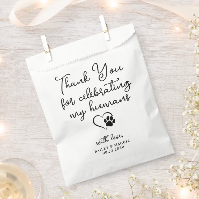 Pet Wedding Personalised Thank You Dog Treats Favour Bag (Clipped)