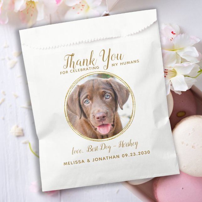 Pet Wedding Thank You Custom Photo Elegant Gold  Favour Bag (Creator Uploaded)