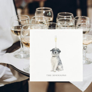 Pet with Champagne Glass Wedding II Napkin