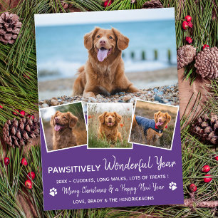 Pet Year in Review Modern Dog Photo Collage Holiday Card