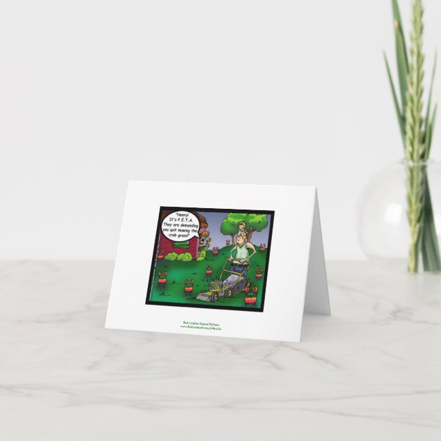 PETA & The Crabgrass Cartoon Funny Notecard (Front)