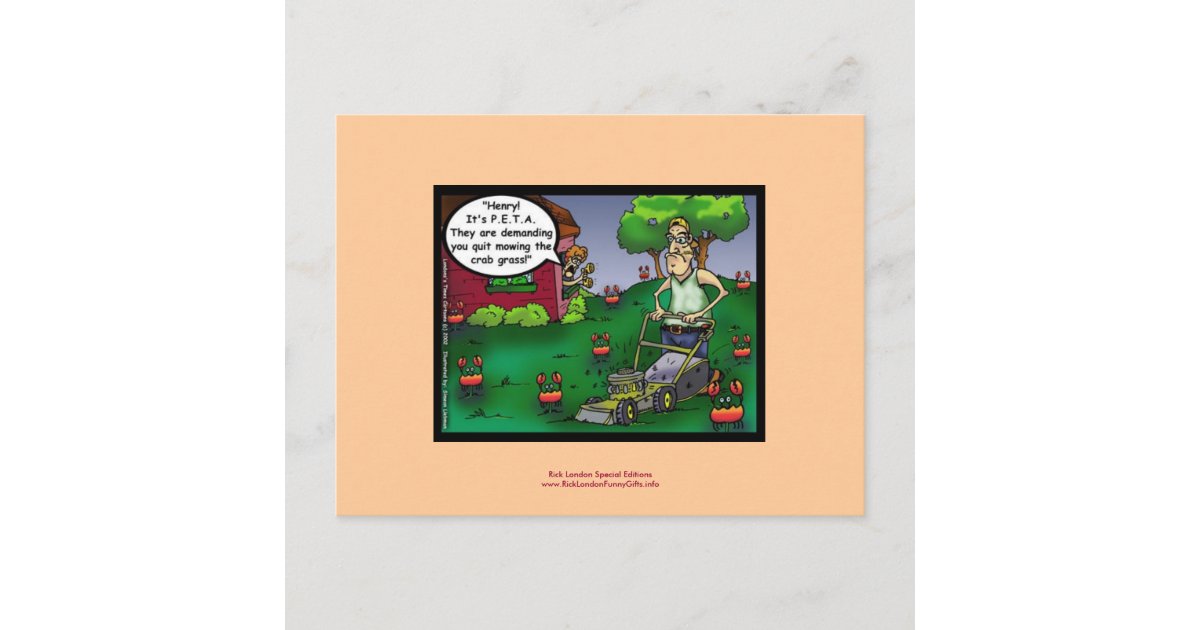 PETA & The Crabgrass Cartoon Funny Postcard Zazzle