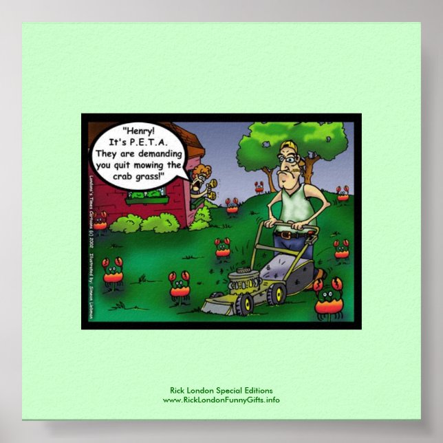 PETA & The Crabgrass Cartoon Funny Poster (Front)