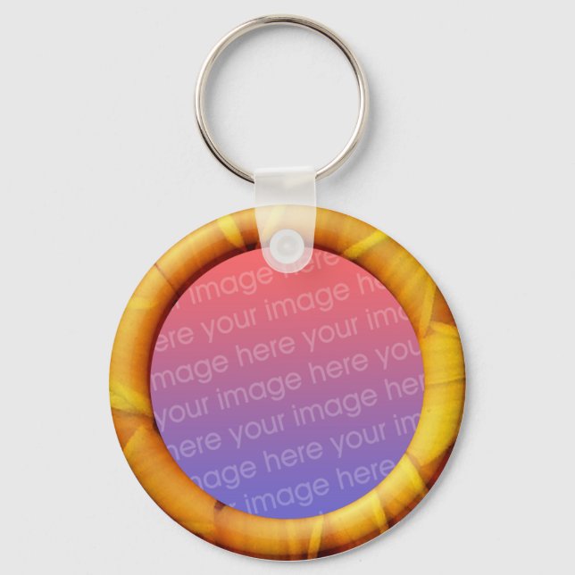 Petal (3d effect frame border) Template Key Ring (Front)