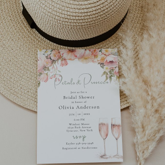 Petal and Prosecco Bridal Shower Invitation (Creator Uploaded)